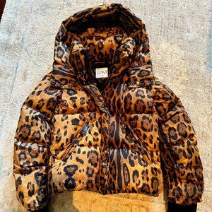Girl's SAM. Elsa Leopard Down Puffer Jacket, size 10